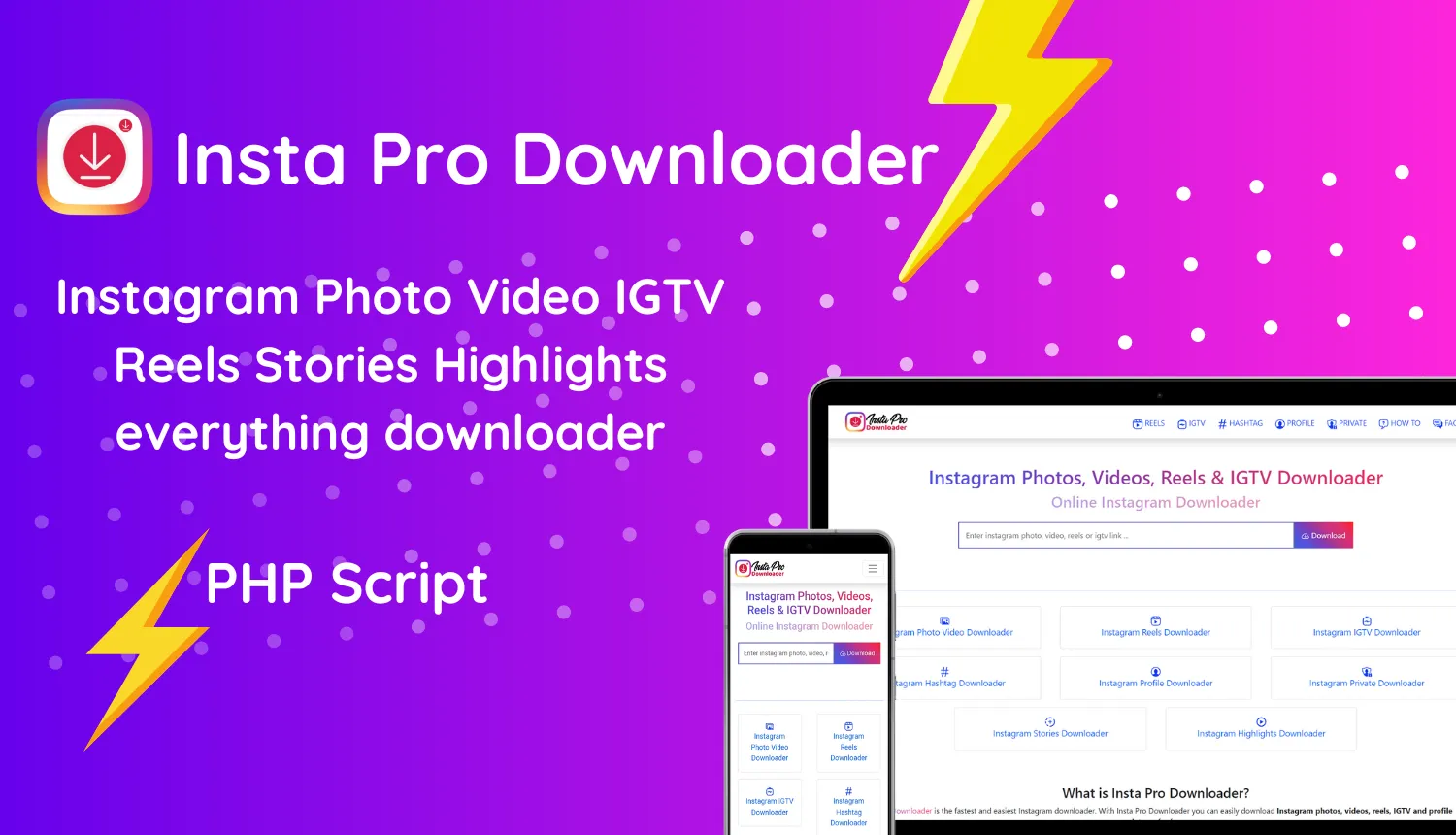 Insta Pro Downloader PHP Script SiteJupiter